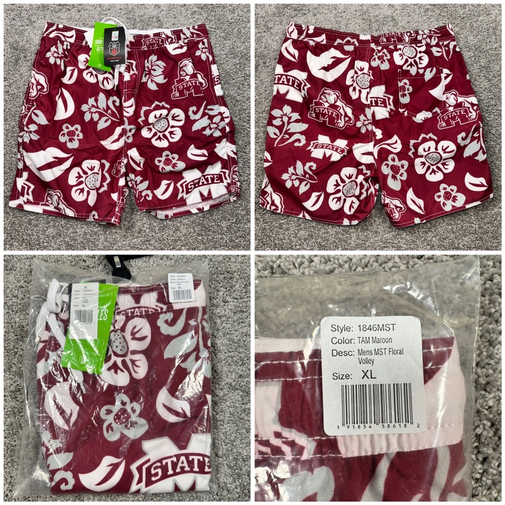 Mississippi State Bulldogs Wes and Willy Floral Volley Mens Maroon XL NEW